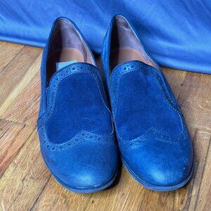 Franco Sarto Blue Suede and Leather Loafers Size 11